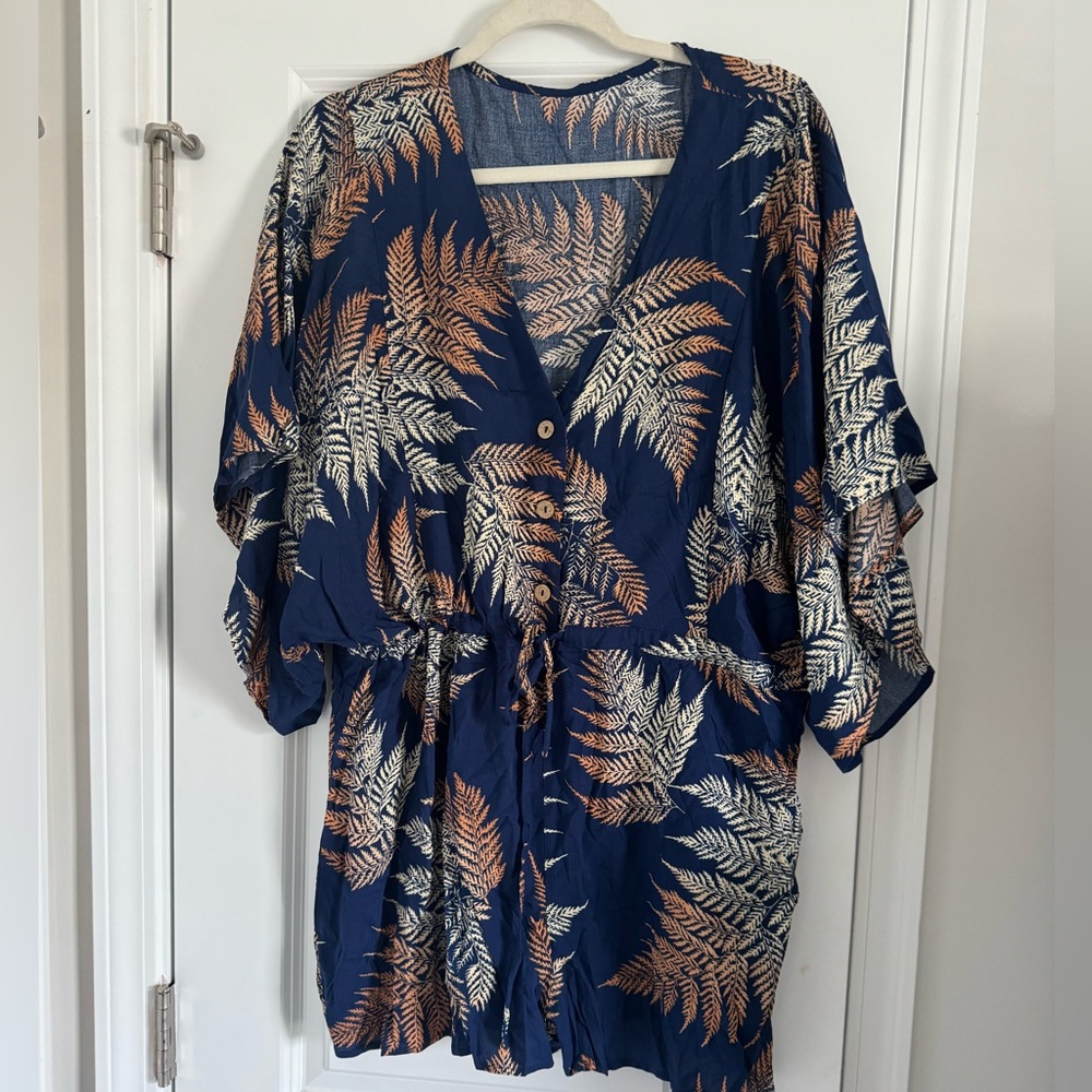 Adorable blue print CUPSHE romper